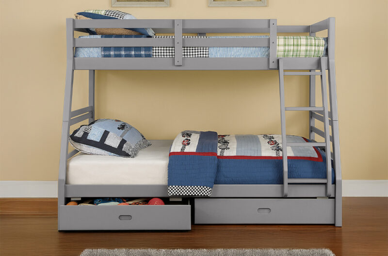 Single over Double Wooden Bunk Bed With Storage
