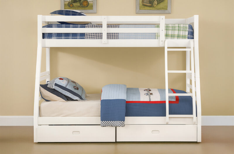 Single over Double Wooden Bunk Bed With Storage