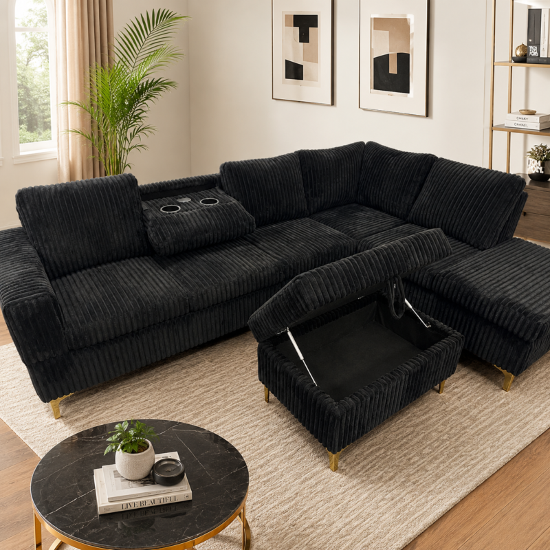 6 Corduroy Sectional Couch