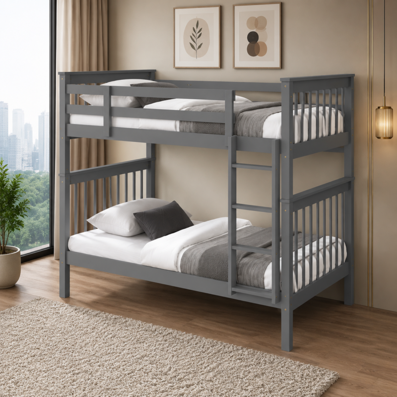 Single over Single Wooden Bunk Bed