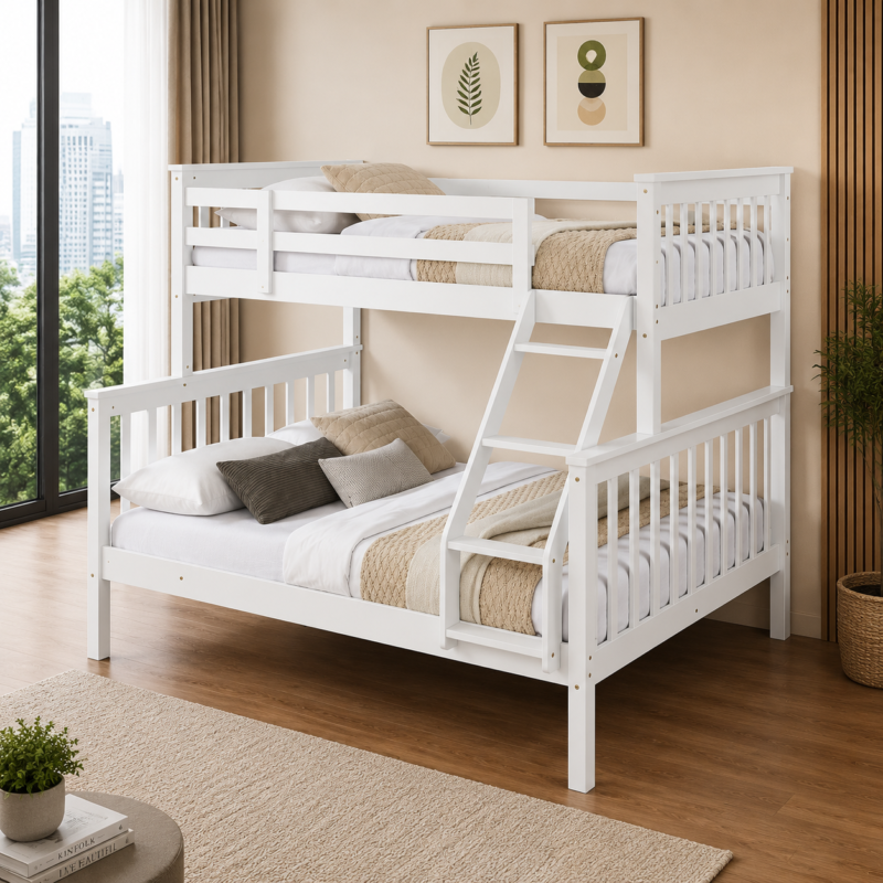 Single over Double Wooden Bunk Bed