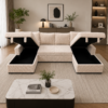 U Shaped Corduroy Sofabed
