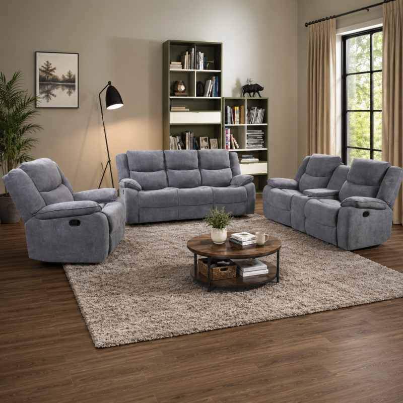 Monoco Grey Fabric Recliner