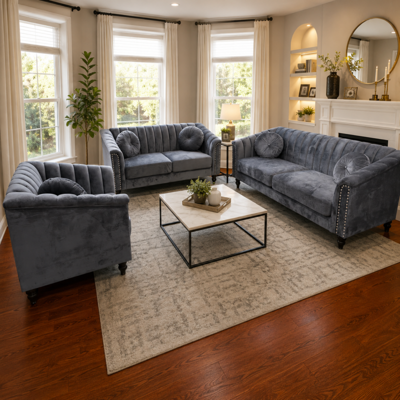 Velvet Sofa Set