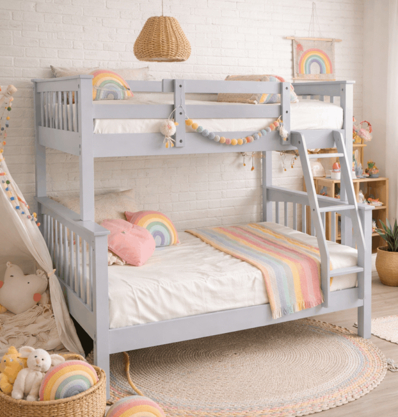 Single over Double Wooden Bunk Bed