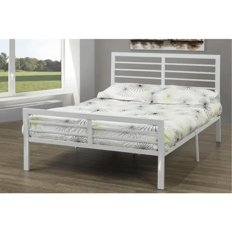 T2336 Contemporary Slatted Metal Platform Bed – Charcoal or White