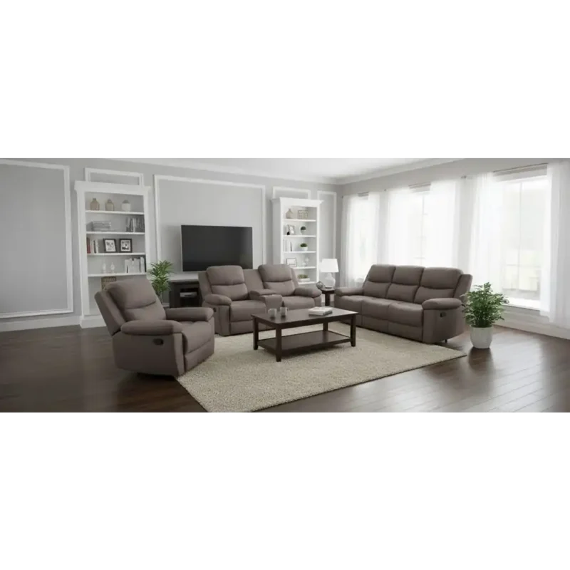 T1333 Recliner Sofa Set – Chenille Fabric, Charcoal or Brown