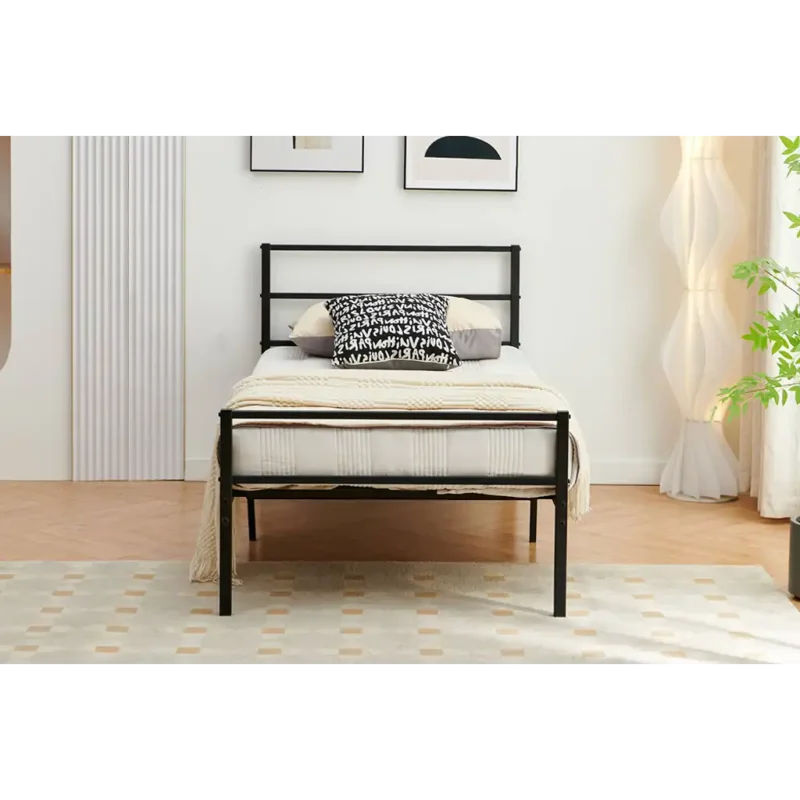 T2412 Industrial Black Metal Platform Bed (Single)